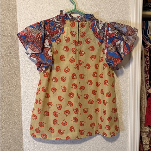 Anthropologie Farm Rio Ruffle-Sleeve Printed Blouse - Picture 5 of 7